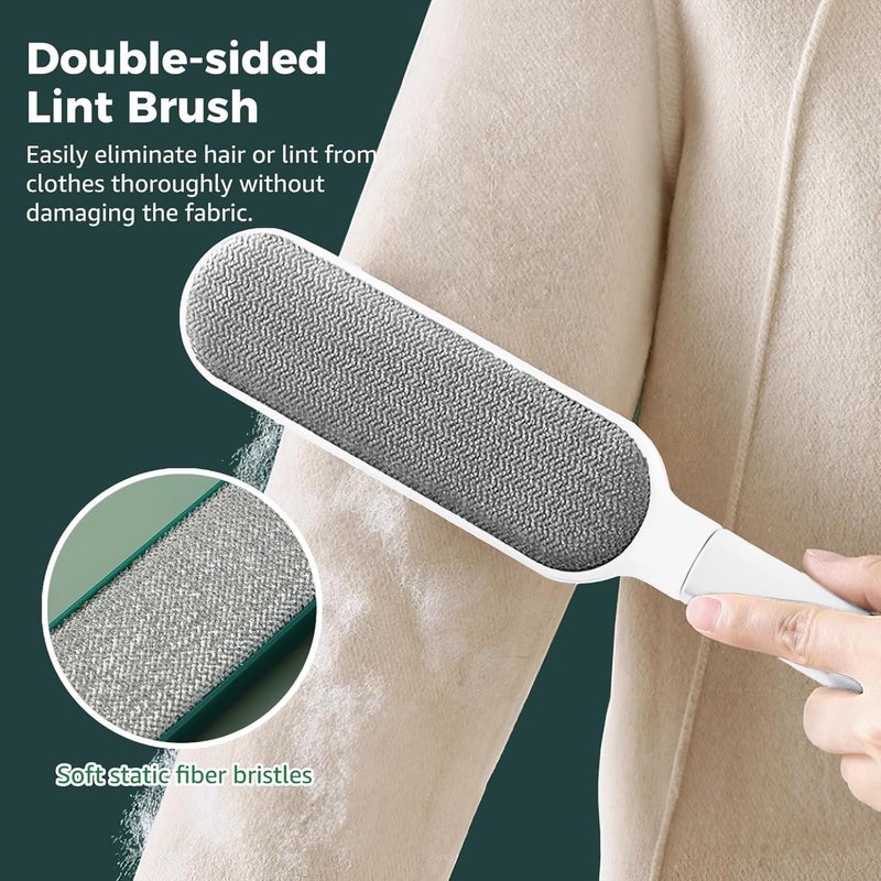 2 Pcs Double-Sided Lint Brushes for Pet Hair, Self-Cleaning Remover with Cases for Clothes, Niture, Car Seats, Couches - Image 3
