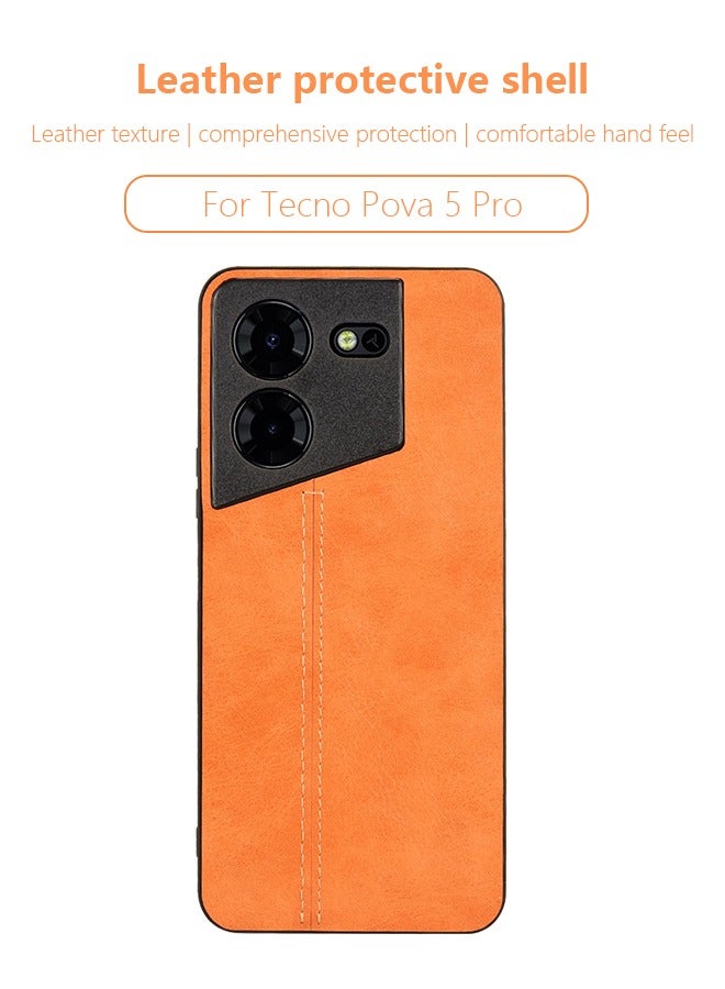 أوكيوز جراب هاتف Tecno Pova 5 Pro رفيع ومرن وناعم مع غطاء كامل فاخر من جلد البولي يوريثان للرجال جراب هاتف كامل متين ومقاوم للخدش باللون الأصفر - Image 3
