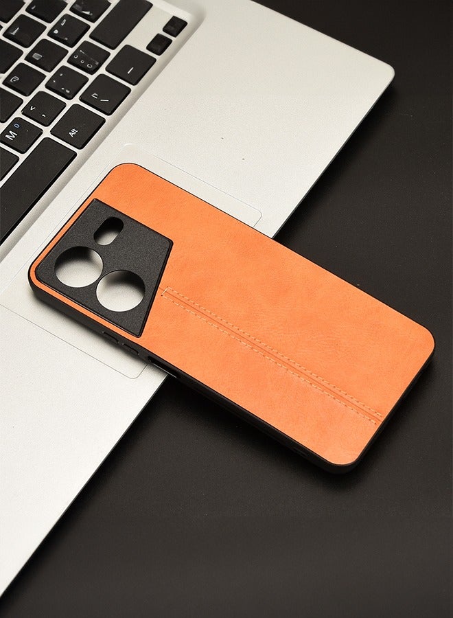 أوكيوز جراب هاتف Tecno Pova 5 Pro رفيع ومرن وناعم مع غطاء كامل فاخر من جلد البولي يوريثان للرجال جراب هاتف كامل متين ومقاوم للخدش باللون الأصفر - Image 1