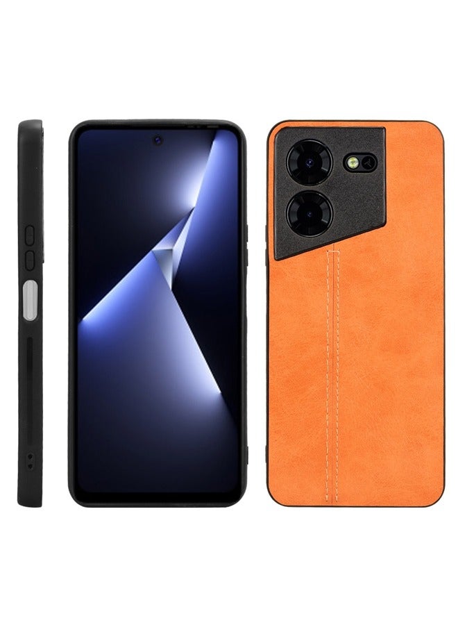 أوكيوز جراب هاتف Tecno Pova 5 Pro رفيع ومرن وناعم مع غطاء كامل فاخر من جلد البولي يوريثان للرجال جراب هاتف كامل متين ومقاوم للخدش باللون الأصفر - Image 2