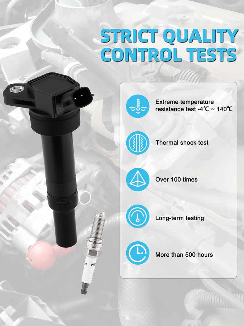 TAUTOY UF651 Ignition Coil Pack & Iridium Spark Plugs (1.8L 2.0L) For Kia Soul 2012-2019,Forte 2014-2016,Forte5 2014-2018, For Hyundai Elantra 2011-2020,Tucson 2014-2021,#27300-2E000 18846-11070 4 PCS - Image 5