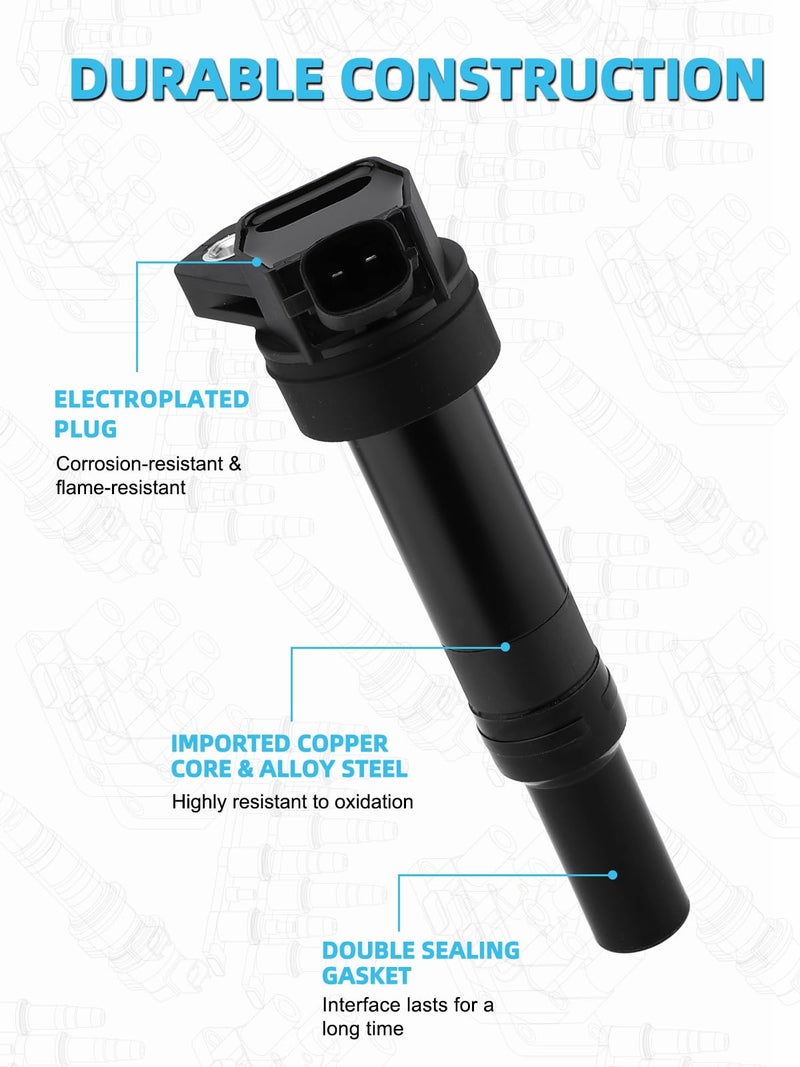 TAUTOY UF651 Ignition Coil Pack & Iridium Spark Plugs (1.8L 2.0L) For Kia Soul 2012-2019,Forte 2014-2016,Forte5 2014-2018, For Hyundai Elantra 2011-2020,Tucson 2014-2021,#27300-2E000 18846-11070 4 PCS - Image 3