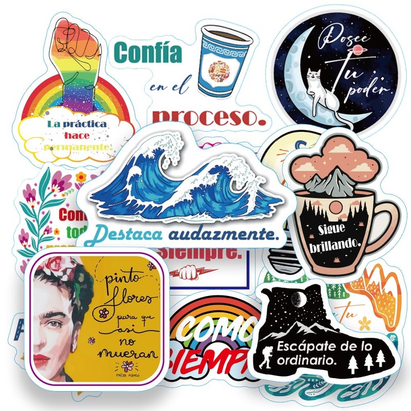 1step2dream 300pcs Spanish Inspirational Stickers for Teens Adults Teachers | Motivational Decals | Positive Vision Board Stickers for Journaling Scrapbook,Water Bottles, Laptop | Reward Sticker - Image 1