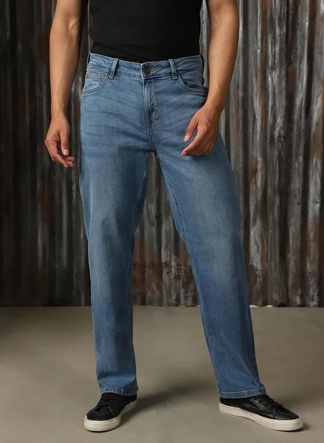 HIGH STAR HIGH STAR Mid Rise Regular Fit Faded Jeans