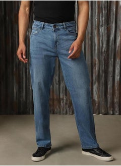 HIGH STAR Mid Rise Regular Fit Faded Jeans by Styli  - Image 5