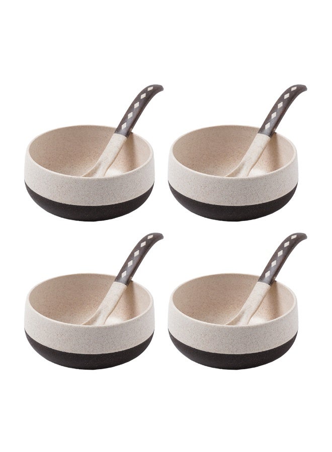 FRENVI Earth-Friendly Soup Bowls with Spoons, 250 ml, Made with Bamboo Fibers & Rice Husk, Microwave Safe Bowls for Kitchen, Serving Bowl Set (Coffee Brown, Pack of 4) - Image 1