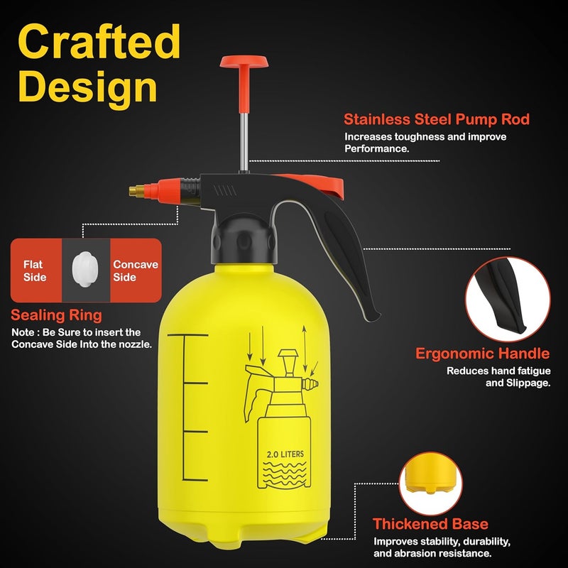 Crasts Pressure Spray Pump | Gardening Water Pump Sprayer | Plant Water Sprayer for Home Garden | Spray Bottles for Garden Plants and Lawn | Plant Watering Can (Spray Pump 2 Liter) (Yellow) Globally popular universal design - Image 4