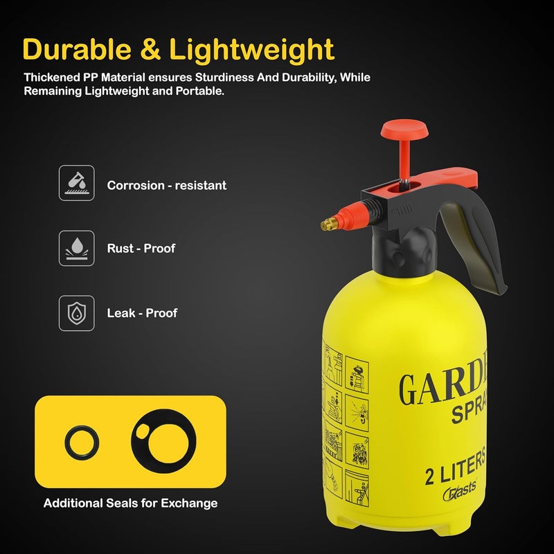 Crasts Pressure Spray Pump | Gardening Water Pump Sprayer | Plant Water Sprayer for Home Garden | Spray Bottles for Garden Plants and Lawn | Plant Watering Can (Spray Pump 2 Liter) (Yellow) Globally popular universal design - Image 5