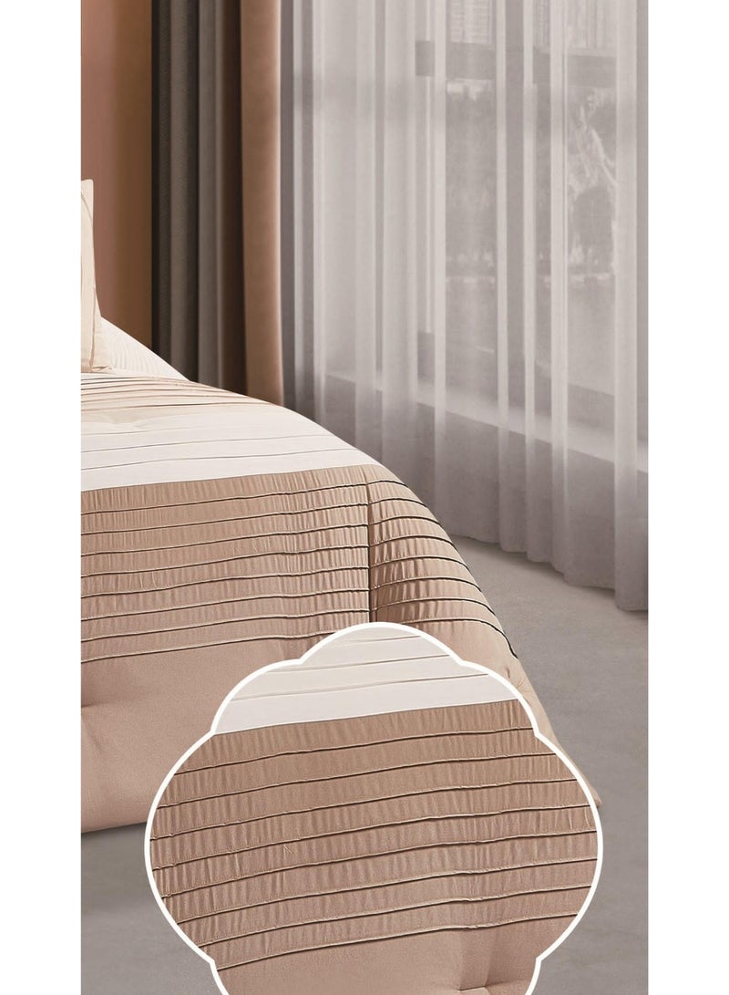 RedRoss *A double bed sheet with a modern striped design and embroidery that adds a touch of elegance, made of microfiber, size 240*260 cm - Image 2