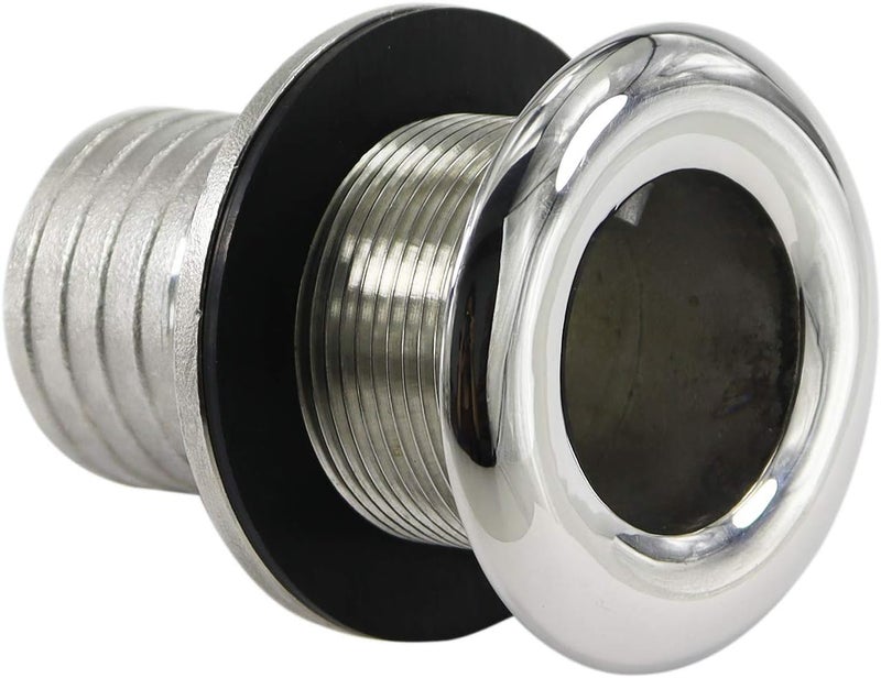 keehui 316 Stainless Steel Durable Combo Stainless Steel Thru-Hull Fitting w/Nut with Custom Gasket Boat Plumbing Fittings for Boats, Yachts, Marine - Image 1