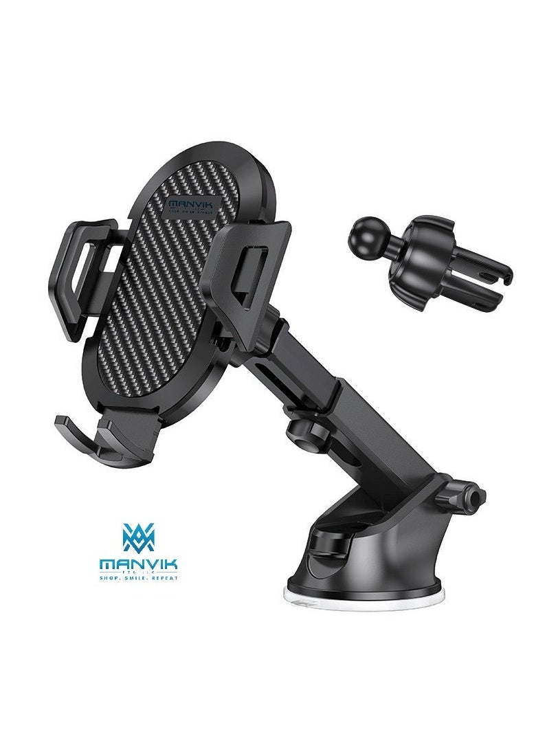 Manvik Car Mobile Phone Holder, Long Arm Mobile Holder Car for Dashboard Windshield Air Vent 【Heat-Resistant Strong Suction Cup】 Car Mobile Holder Compatible with All Smartphones  - Image 1