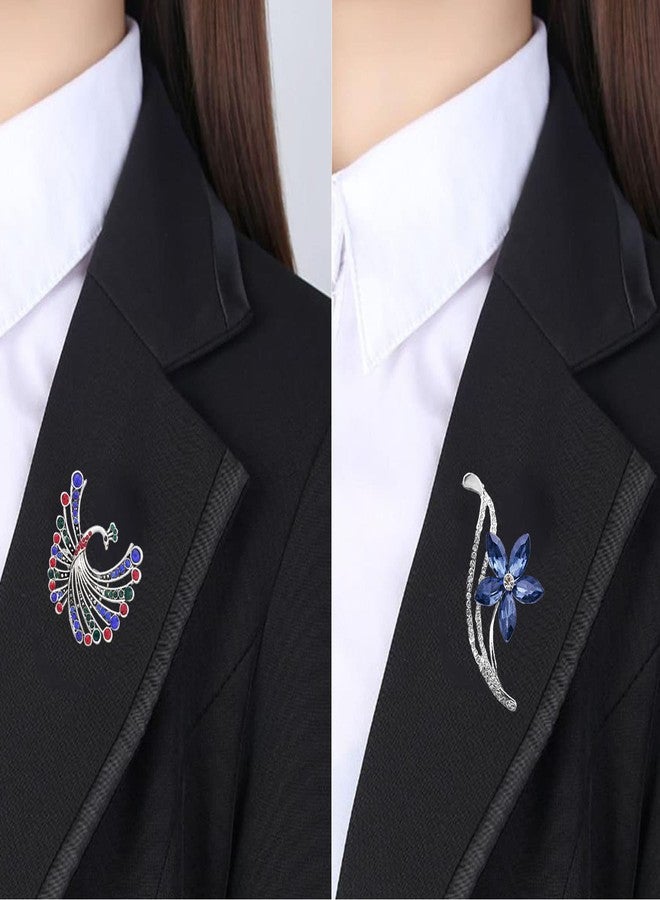 Mahi Combo of Floral and Peacock Shaped Wedding Brooch/Lapel Pin with Multicolor Crystals for Women (CO1105454R) - Image 3