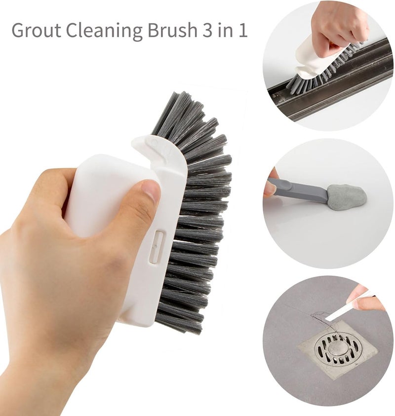 KBZONE Groove Cleaning Brushes - 3 in 1 Window Sill Cleaner Tool with Hard Bristle Crevice Brush for Sliding Door, Window Gap, Tile Lines, Car Vents - Image 3