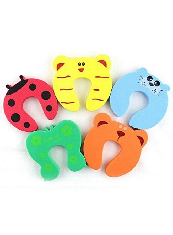 SYGA 10 Pcs Children Safety Door Pinch Guard,Door Slam Stopper Soft Foam Door Stopper,Prevents Finger Pinch Injuries and Child or Pet from Getting Locked in Room, Colorful Cartoon Animal Cushion - Random Bundled Finger Hand Safety, Curve Shaped Door Stop Guard - Image 1
