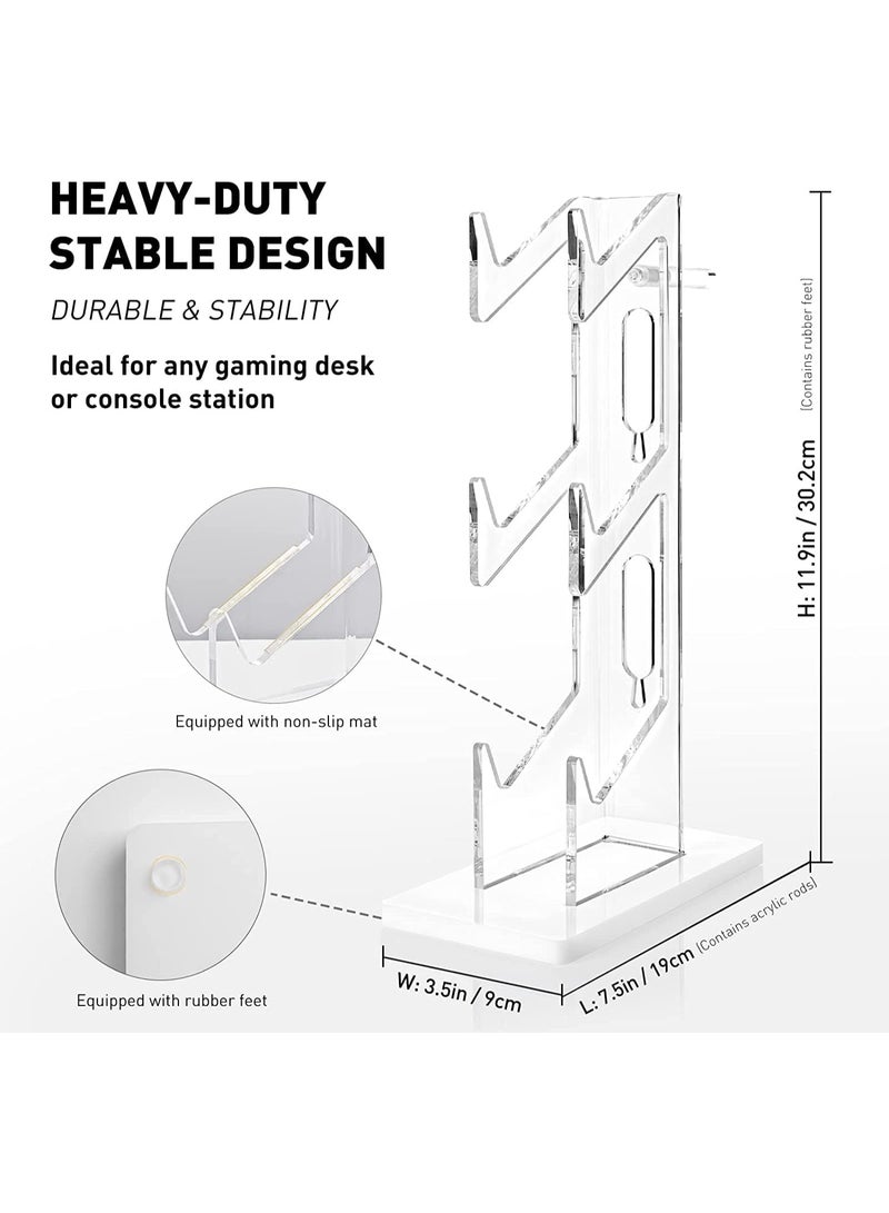 Halamine 3 Layer Acrylic Universal Game Controller Stand, PS5 Xbox ONE Switch Controller Stand, Gaming Accessory, Non-Slip Stable Acrylic Transparent Headset Holder - Image 3