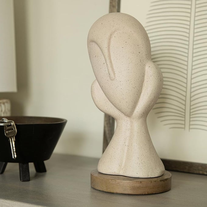 SPELLBOUND FACE ECOMIX SCULPTURE WHITEHOME DECOR SHOWPIECE FIGURINES GIFTS FOR LIVING ROOM BEDROOM TABLE TOP DECORATION ACCESSORIES DECORATIVE GIFTING ITEM 14 CM 27 CM