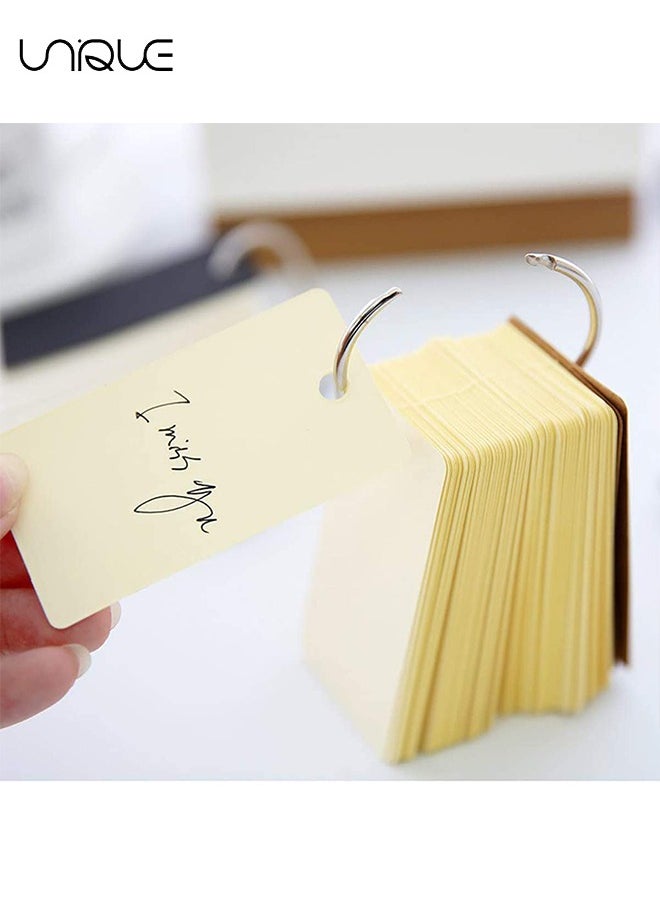 6 Pack Multicolor Index Cards with Binding Rings, 300 Sheets 40*70mm Flash Cards, Double-sided Available Study Cards, Easy Flip DIY Greeting Card, Note Cards, Kraft Paper Cards