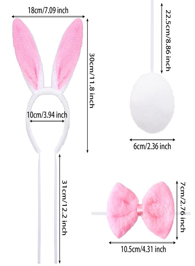 SUMERSHA 3Pcs Easter Dog Bunny Costume Set Pet Plush Rabbit Ears Headband Tail Bow Tie Collar for Small Medium Dogs Cats - Image 2