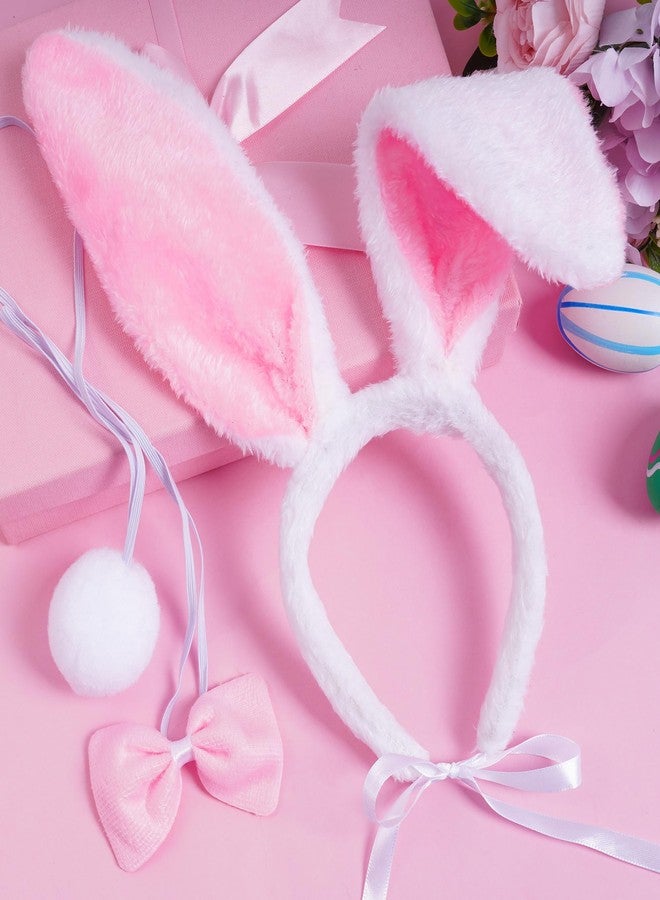 SUMERSHA 3Pcs Easter Dog Bunny Costume Set Pet Plush Rabbit Ears Headband Tail Bow Tie Collar for Small Medium Dogs Cats - Image 3