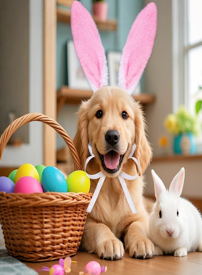 SUMERSHA 3Pcs Easter Dog Bunny Costume Set Pet Plush Rabbit Ears Headband Tail Bow Tie Collar for Small Medium Dogs Cats - Image 5
