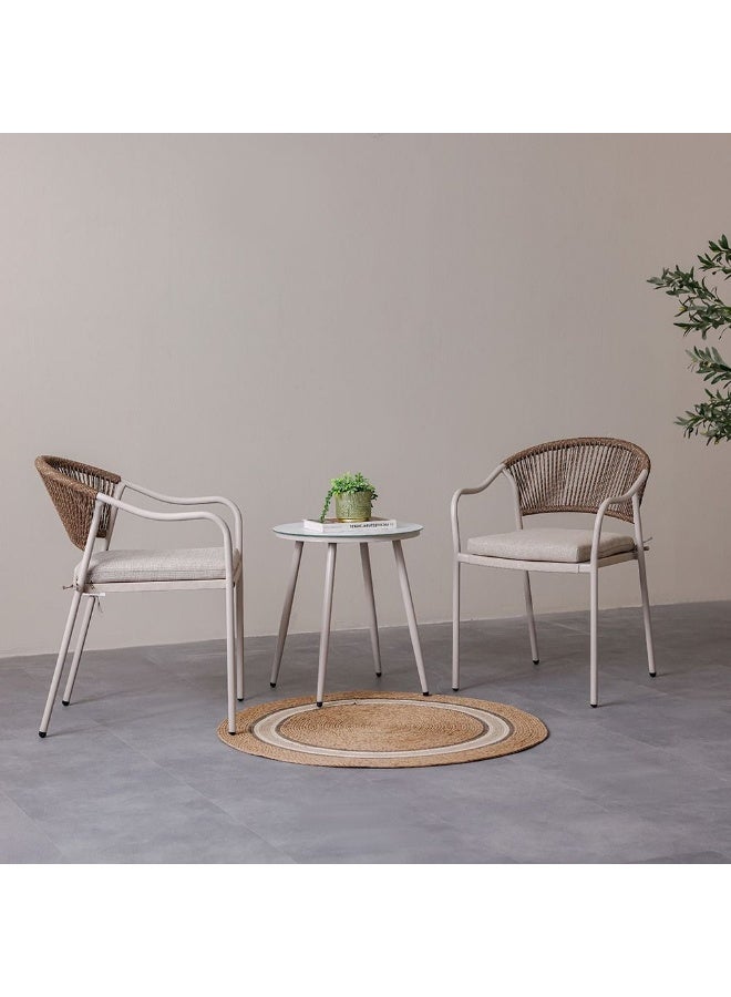 DANUBE HOME طقم شرفة فيتارا 2+1 | طاولة وكراسي | طقم بيسترو 3 قطع لجميع الأجواء مع طاولة قهوة | أثاث تصميم عصري للحديقة الخارجية - متعدد الألوان - Image 1