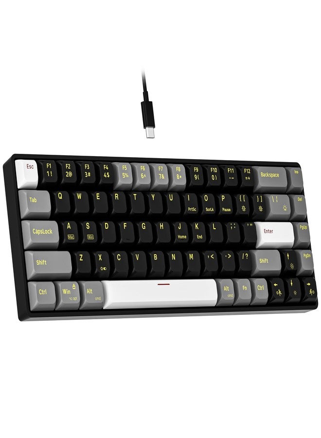 Newmen GM681 60% Mechanical Keyboard,68 Keys Compact USB Gaming Mechanical Keyboard,Custom LED Backlit Hot Swappable Small Mini Computer Wired Keyboard for PC Gamer Win Mac,Black/White/Grey,Red Switch - Image 1