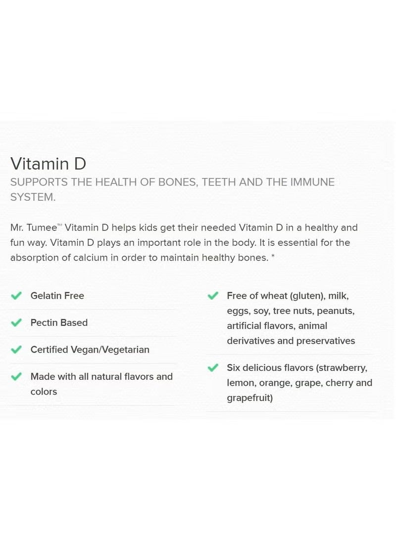 MR.TUMEE Mr. Tumee Vitamin D 600 IU Gummies – Bone & Immune Support for Kids, 60 Count - Image 3