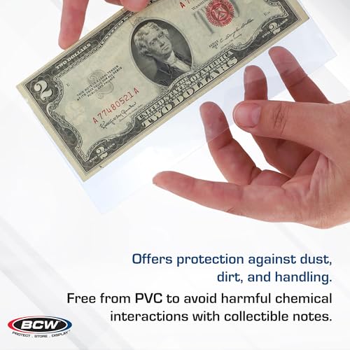BCW Regular Bill Currency Sleeves - 200-Pack | Acid-Free, Archival Safe Polypropylene Sleeves for Collectible Currency | Clear Money Protectors for Storage and Display - Image 4