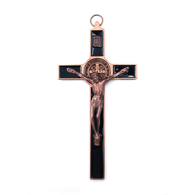 CRUCIFIX JESUS CHRIST CROSS STATUE FIGURINE FOR CAR HOME CHAPEL DECOR ANCIENT RED COPPER