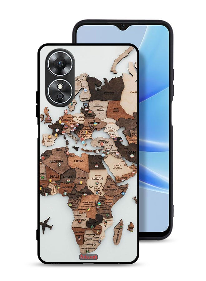 Tolwak Oppo A17 Protective Case Cover World Map Art - Image 1