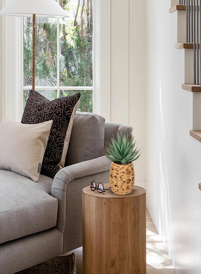 Briful Succulents Plants Artificial for Home Decor, Realistic Potted Fake Agave Plant in Wicker Basket, Cute Aloe Maguey Faux Plant, Shelf Tables Decor, Modern Farmhouse Home Decorations - Image 4