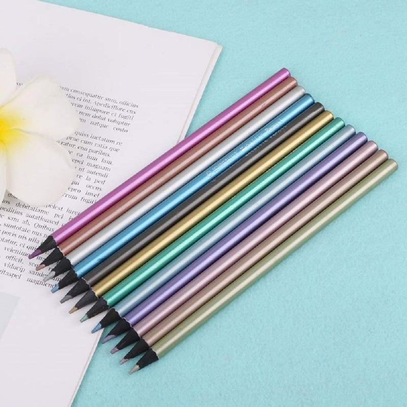 Chironal 12pcs Metallic Non Toxic Colored Drawing Pencils 12 Color Drawing Sketching Color Pencil - Image 3