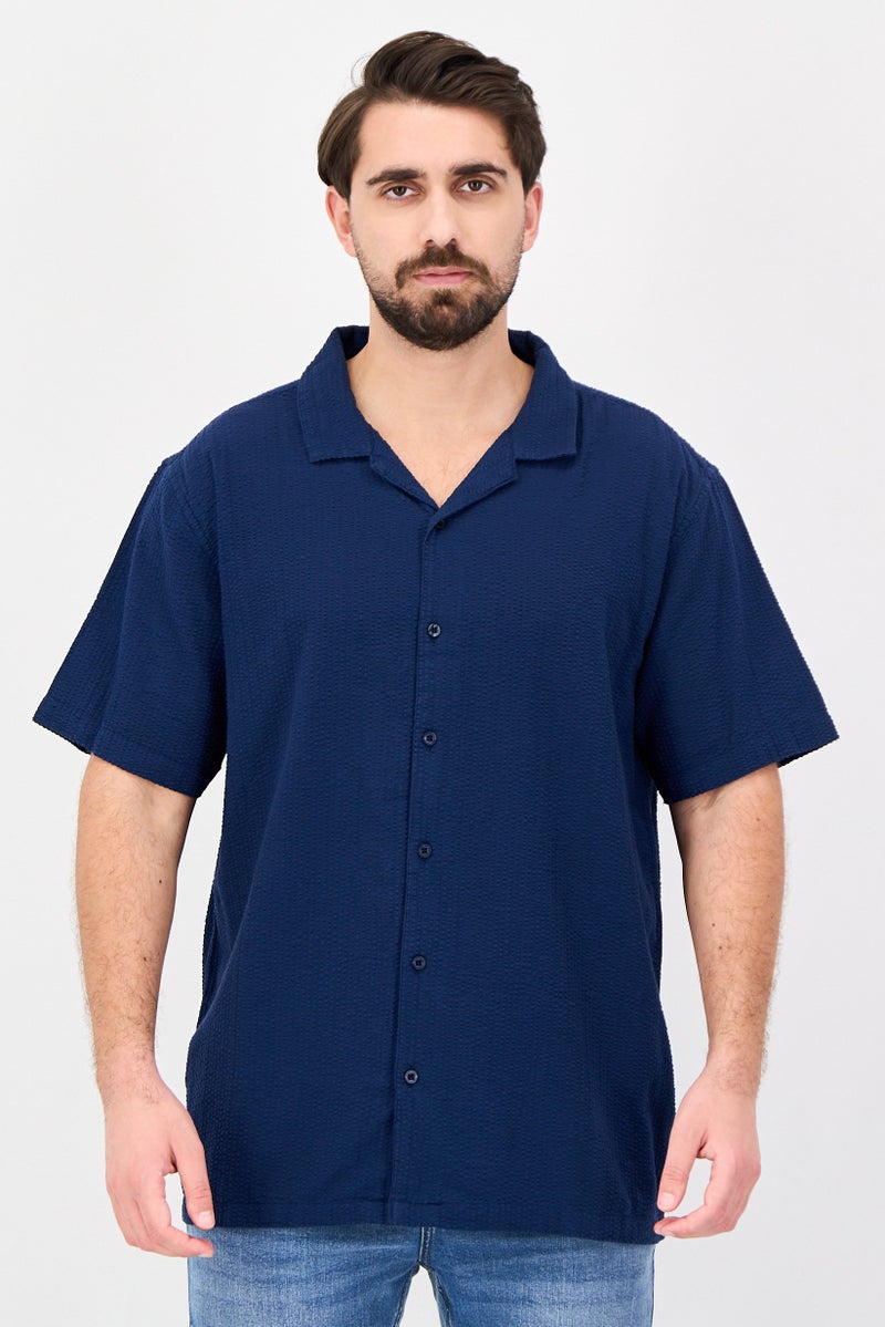 Aeropostale قميص رجالي قصير الأكمام بتصميم مريح ومُحكم، لون كحلي - Image 1