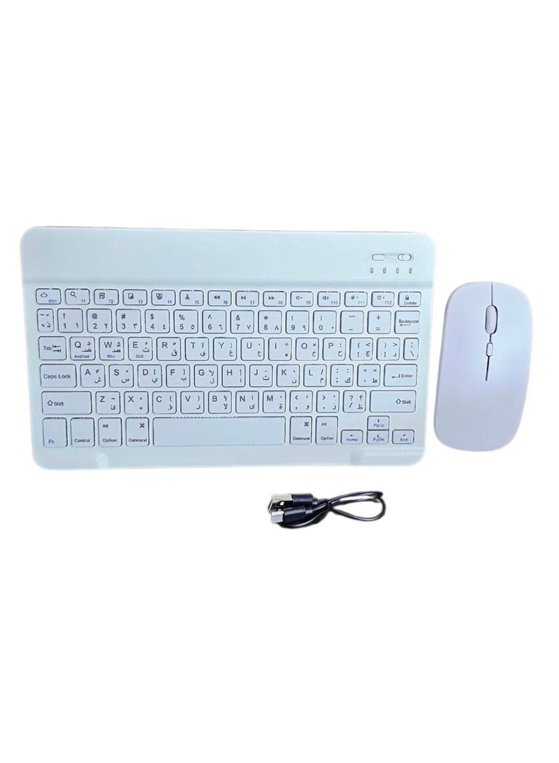 Wireless Bluetooth Keyboard and Mouse Set - Rechargeable Bilingual Keyboard (Arabic & English) and Battery-Powered Mouse (Batteries Not Included), Ultra-Slim Compact Design, Stable and Fast Bluetooth Connection, Compatible with iOS, Android, Windows, Tablets, and Laptops - Image 1
