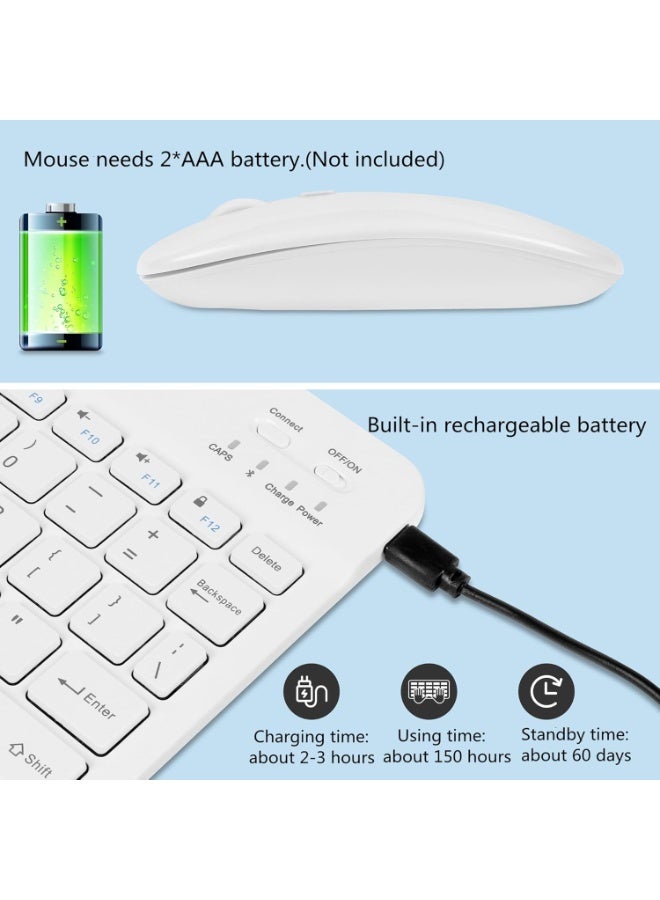 Wireless Bluetooth Keyboard and Mouse Set - Rechargeable Bilingual Keyboard (Arabic & English) and Battery-Powered Mouse (Batteries Not Included), Ultra-Slim Compact Design, Stable and Fast Bluetooth Connection, Compatible with iOS, Android, Windows, Tablets, and Laptops - Image 3