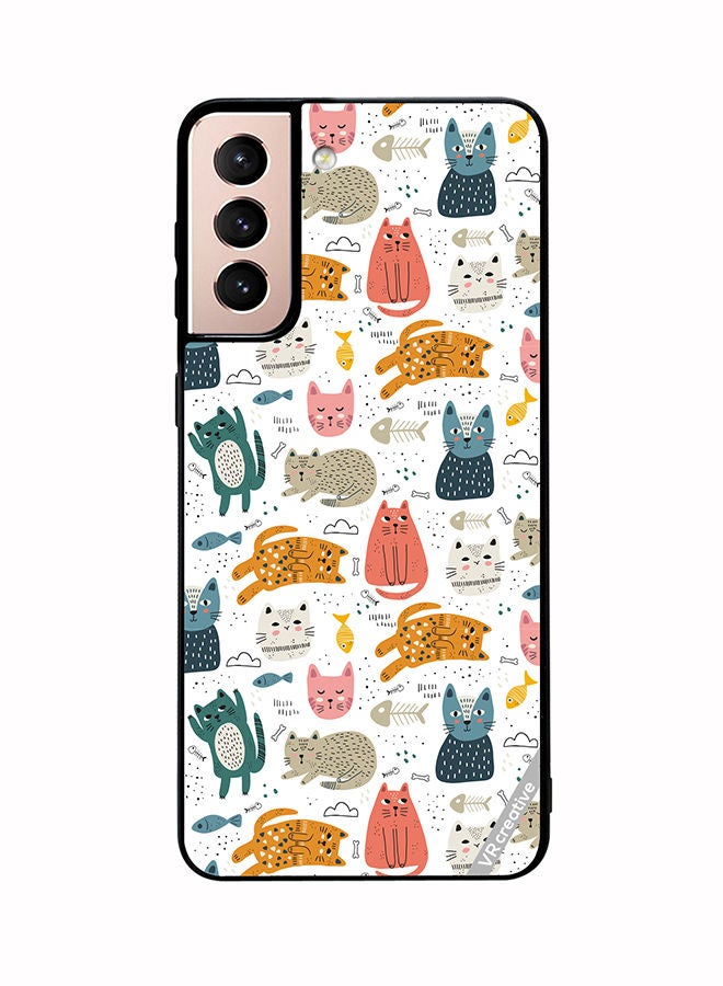 VR CREATIVE Protective Case Cover For Samsung Galaxy S21 Plus 5G Chilling Cat Pattern Design Multicolour - Image 1