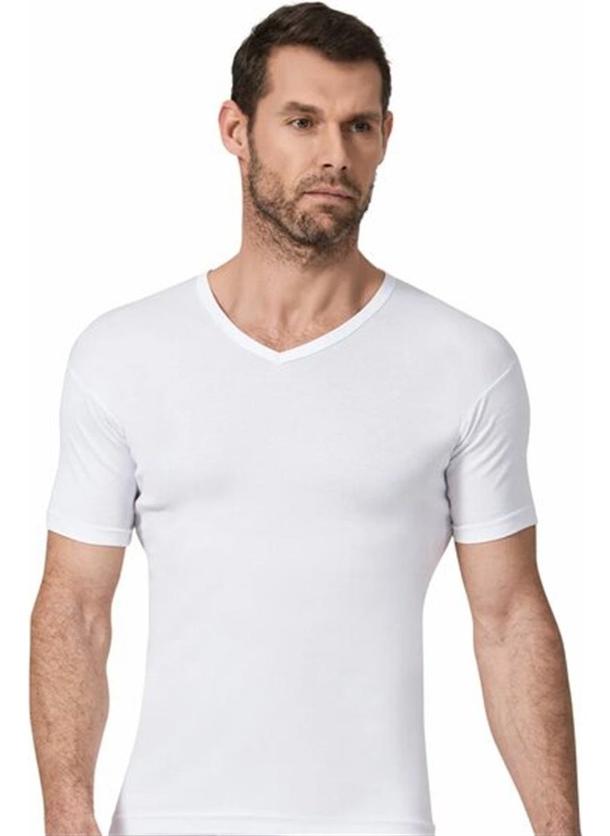 Namaldı - White Color V-Neck Short Sleeve Singlet Undershirt - Image 1