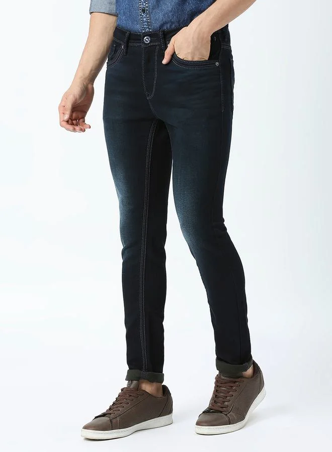 لومان بي جي 3 Mid Rise Low Fade Jeans with Button Closure by Styli