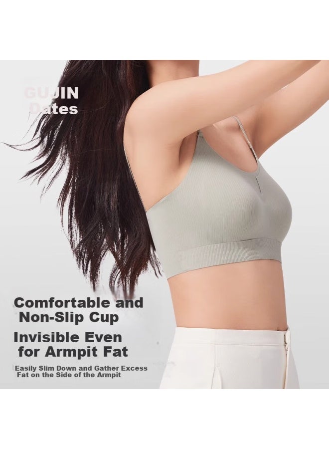 Gujin Padded Backless Camisole Women's One-piece Seamless Braless Summer Invisible Innerwear Thin XL - Image 4