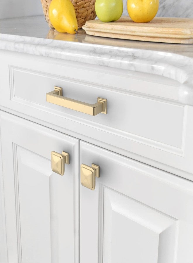 Amerdeco 10 Pack Brushed Brass Square Kitchen Cabinet Knobs Cabinet Hardware Single Hole Cabinet Pulls Gold Drawer Knobs and Pulls for Bathroom Cabinets ZH0019 - Image 5