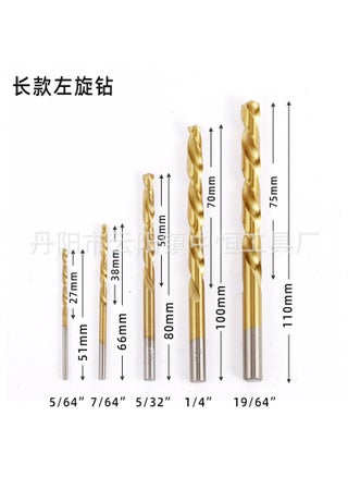 10pc left-hand twist drill screw extractor iron box suit 4241 high speed steel 5pc British left-hand drill bit 5pc long imperial left drill (5/64 7/64 5/32 1/4 19/64) OPP bag - pzsku/Z57C5D7E470712740A220Z/45/1745905410/9e772e00-acb0-4945-bf2c-32fb00e94c8b