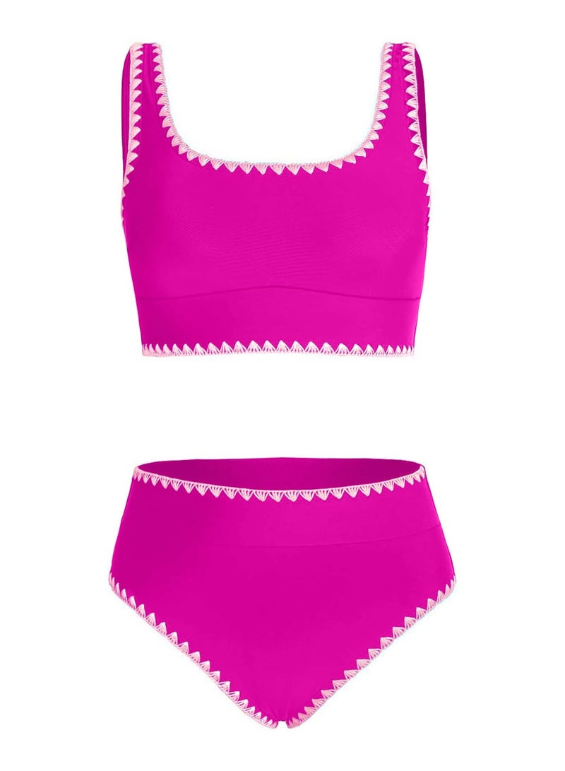 blibean Tween Girl Swimsuits Little Kids Girls Summer Swim Bathing Suits Teen Fashion Two Piece Bikini Boho Hawaii Swimwear Beach Sets Traje BaÃ±o NiÃ±as Size 10-11 Year Old Rose - Image 1