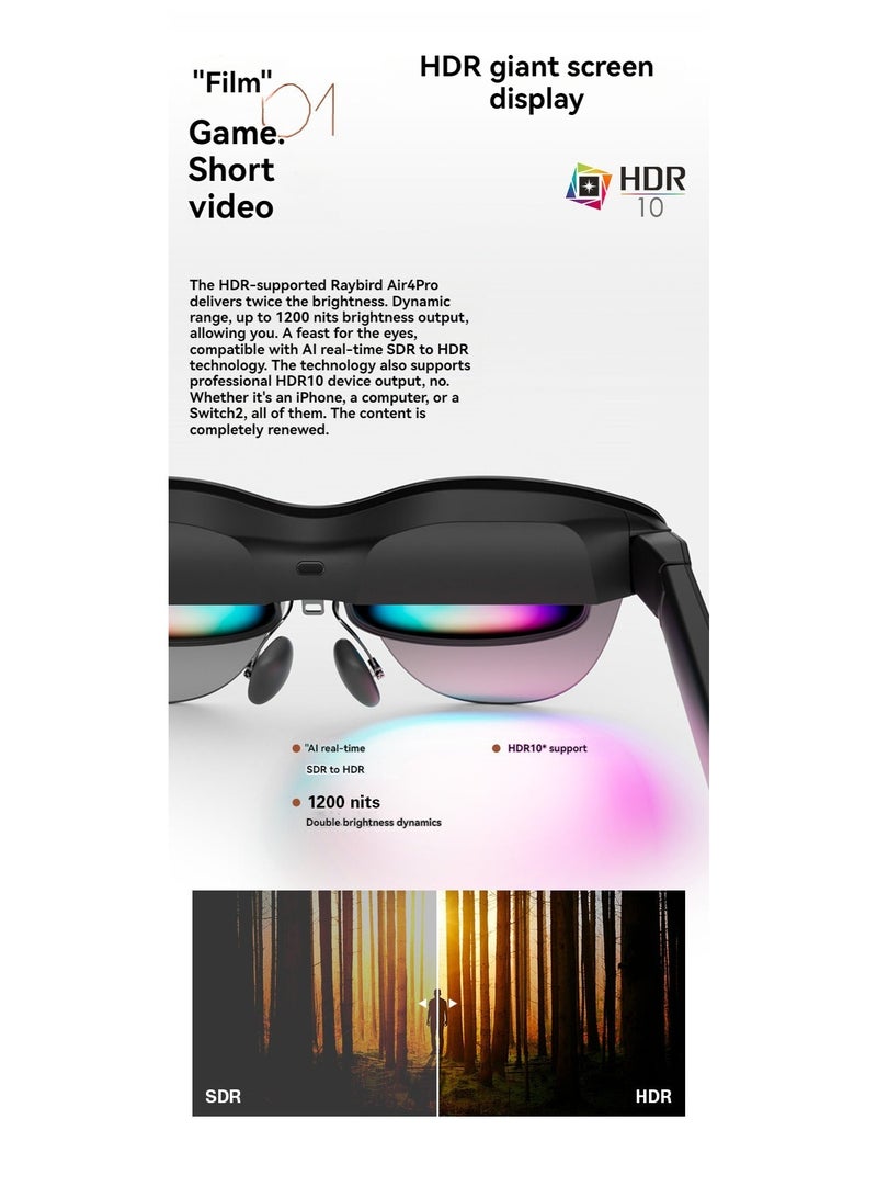 Thunderbird Air 4 Pro Intelligent AR Glasses HDR10 Glasses HD Watching XR Devices Non VR AI Glasses Lightweight Intelligent HD - Image 3
