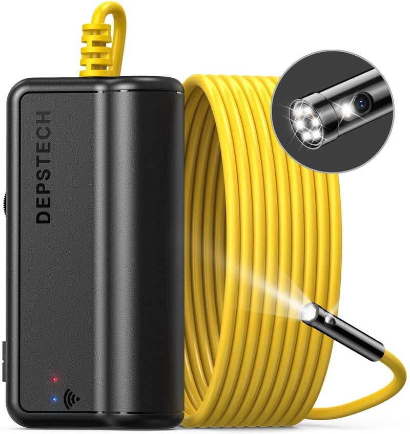 DEPSTECH DEPSTECH Dual Lens Endoscope Camera, 1080P Borescope Inspection Camera with 16.4Ft Semi-Rigid Cable, 7 Adjustable LED, Waterproof, Black, Wi-Fi, For Android & iOS Smartphone Tablet  - Image 1