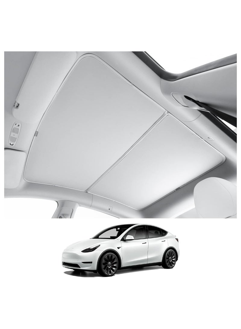SYOSI Roof Sunshade  for Model Y 2021-2024, Ice Crystal Sunshade with Storage Bag for Model Y 2024-2021, Foldable Sunroof Shade with Heat Insulation Cover, Glass Roof Sunshade Car Sun Shade - Image 1