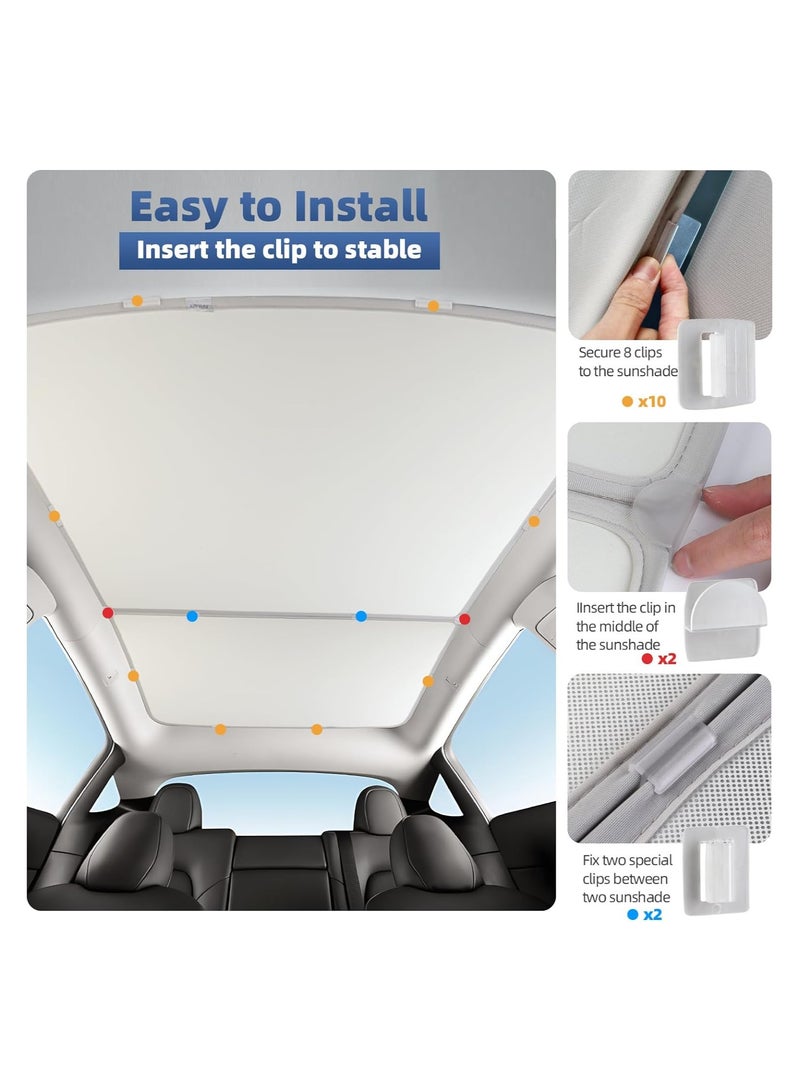 SYOSI Roof Sunshade  for Model Y 2021-2024, Ice Crystal Sunshade with Storage Bag for Model Y 2024-2021, Foldable Sunroof Shade with Heat Insulation Cover, Glass Roof Sunshade Car Sun Shade - Image 3