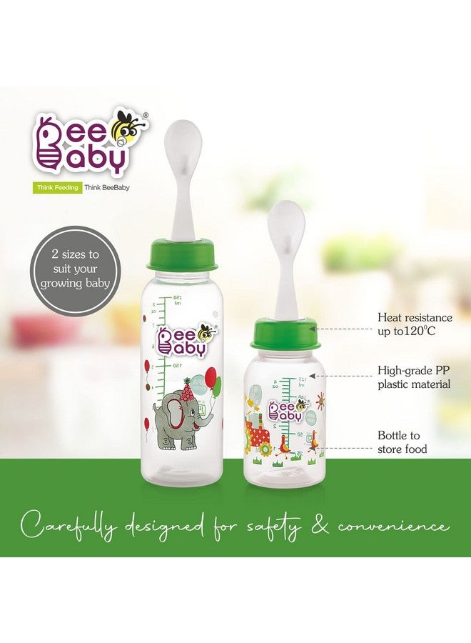 BeeBaby Gentle 2 in 1 Slim Neck Baby Feeding Bottle with Anti-Colic Silicone Nipple & (Plastic) Feeder Spoon, 8M+. (Green, 250 ml) - Image 5