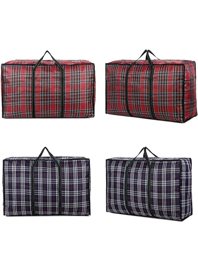 DUNISO 4 Pack Extra Large Storage Bags,Tote Moving Luggage Bag,Large Capacity Clothing Storage Bags Oxford Cloth Waterproof for Travelling,College Carrying,Dorm Room Essentials, Moving Supplies，2 Red，2 Black  - Image 1