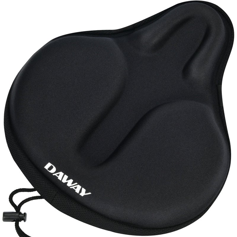 DAWAY C6 Large Comfortable Exercise Bike Seat Cover - Wide Soft Foam & Gel Padded Bicycle Saddle Cushion for Women Men Seniors, Fits for Peloton, Stationary, Cruiser Bikes, Indoor Outdoor Cycling - Image 1