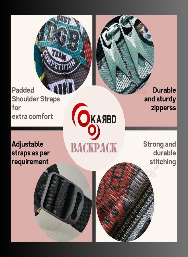 KARBD Backpack School Bag for Boys Girls Kids Tuition Travel Bag with Multiple Pockets Compartments Bottle Holder (Multicolour, Sports Club Design, 14 Inches) - Image 4